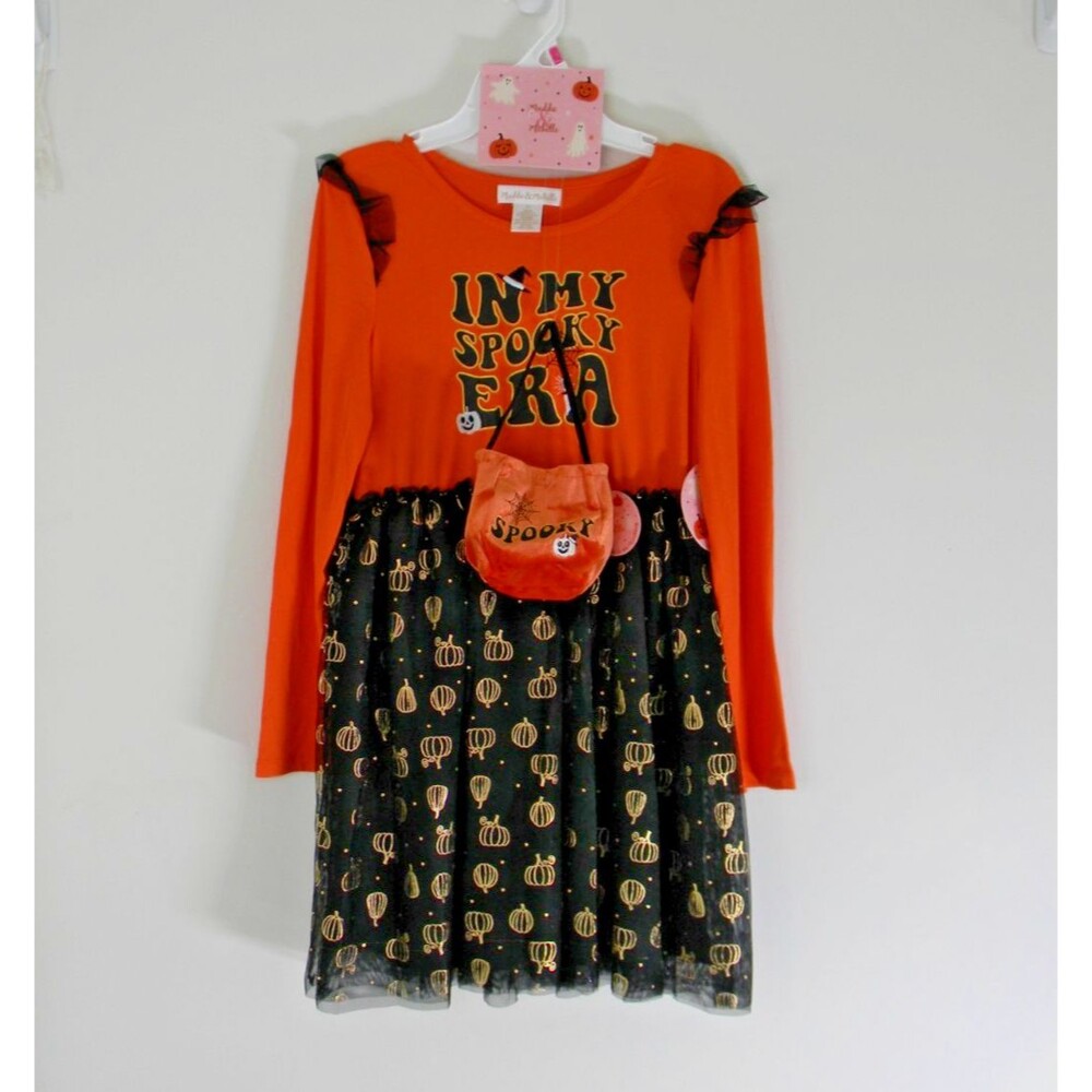 Maddie & Michelle Girls 12 Halloween Dress Purse Set Spooky Era School NWT